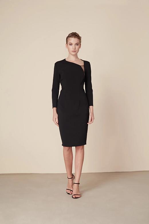 AtelierMissLu / Ingrid-黑色肩部透视连身裙 商品图0