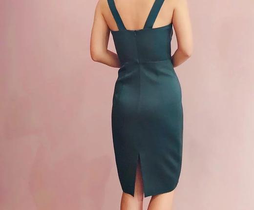 AtelierMissLu / Gemma-墨绿褶皱连身裙 商品图4