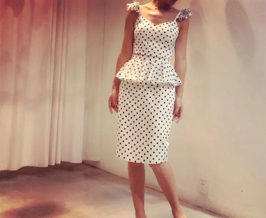 Atelier Miss Lu/ Molly- 黑白波点百褶连身裙 商品图0