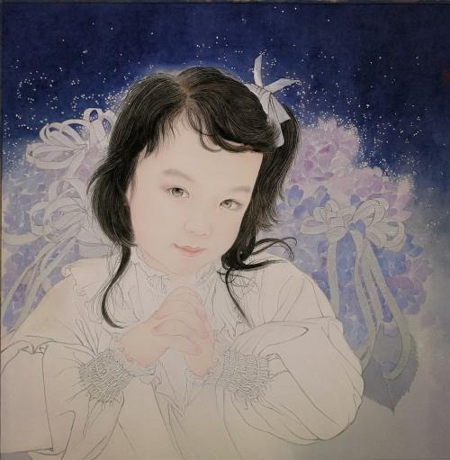 置爱艺术家定制｜儿童肖像工笔画 刘莹莹作品 商品图10