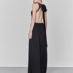 Atelier Miss Lu/ Cate-黑色腰部镂空挖背长礼服