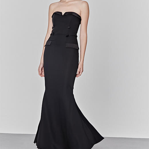 Atelier Miss Lu/ Adelaide - 黑色抹胸鱼尾曳地长礼服 商品图0