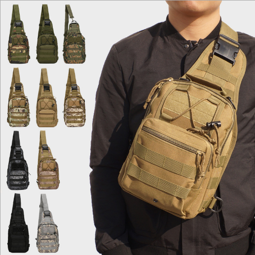 【户外运动】帆布骑行包 迷彩运动户外小胸包手机包 单肩斜跨户外