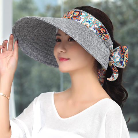 遮阳帽女可折叠防晒防紫外线太阳帽加长檐空顶户外骑行百搭沙滩帽 商品图1