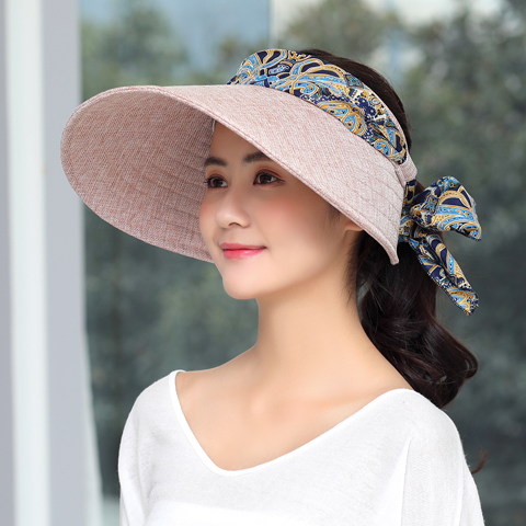 遮阳帽女可折叠防晒防紫外线太阳帽加长檐空顶户外骑行百搭沙滩帽