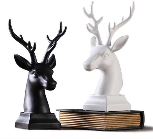 【家居摆件】贝汉美北欧现代简约家居客厅摆件 桌面玄关酒柜装饰品创意鹿头 商品图4