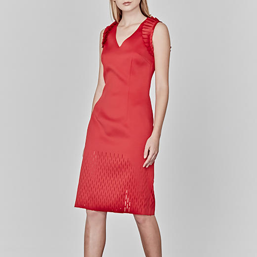 Atelier Miss Lu/ Salome-红色肩部褶饰小礼服 商品图0