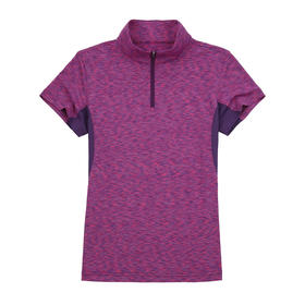 女士短袖polo衫-18SPS306玫红花纱