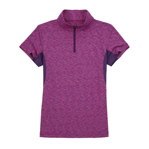 女士短袖polo衫-18SPS306玫红花纱 商品图0