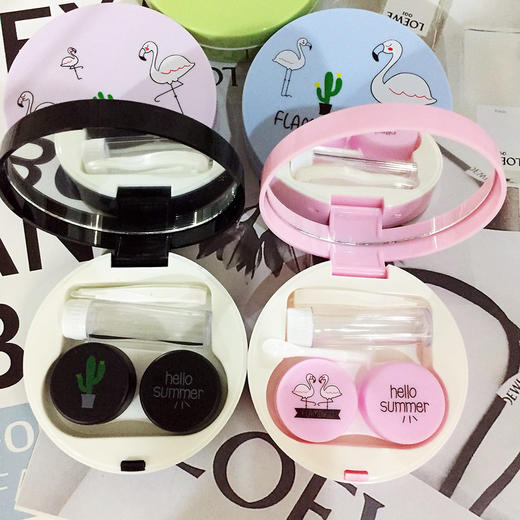 新款棒棒糖/猫和鱼/9036火烈鸟美瞳盒子伴侣盒 商品图5