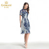 乔万尼夏季真丝连衣裙桑蚕丝印花收腰短袖a字裙EB2E882 商品缩略图1