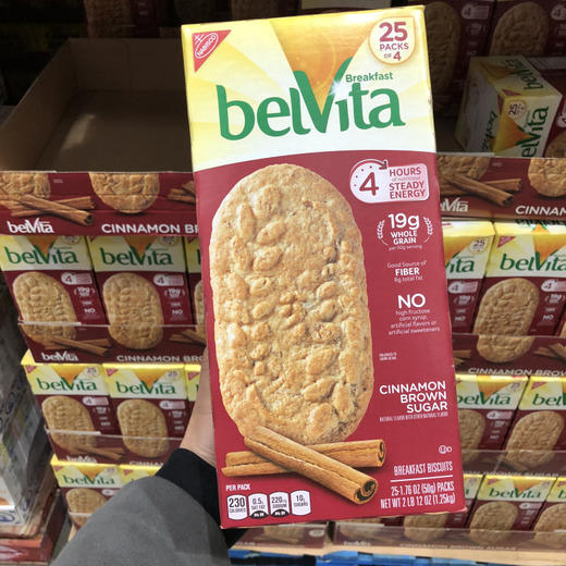 BELVITA 肉桂红糖全麦粗纤维零食饼干1.25kg  洛杉矶直邮 商品图0