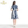 乔万尼夏季真丝连衣裙桑蚕丝印花收腰短袖a字裙EB2E882 商品缩略图2
