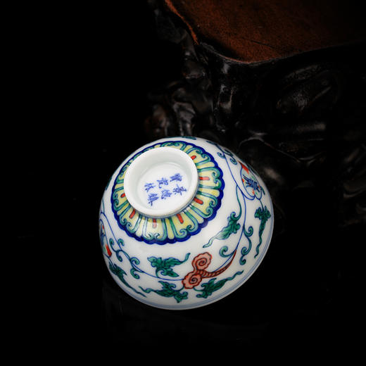 青花斗彩穿花寿桃灵芝纹5头茶具 商品图4