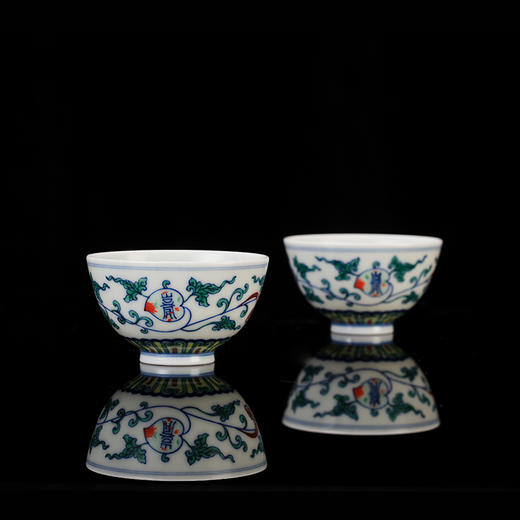 青花斗彩穿花寿桃灵芝纹5头茶具 商品图2