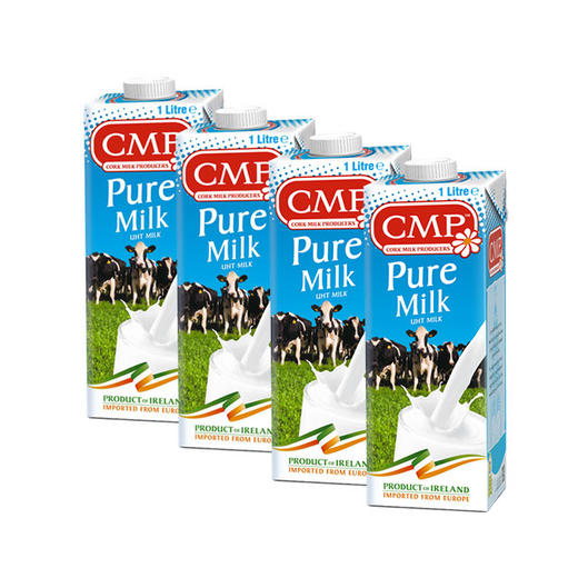 【赠品】爱尔兰进口纯牛奶1lx4盒装,生产日期为17年6月,保质期1年