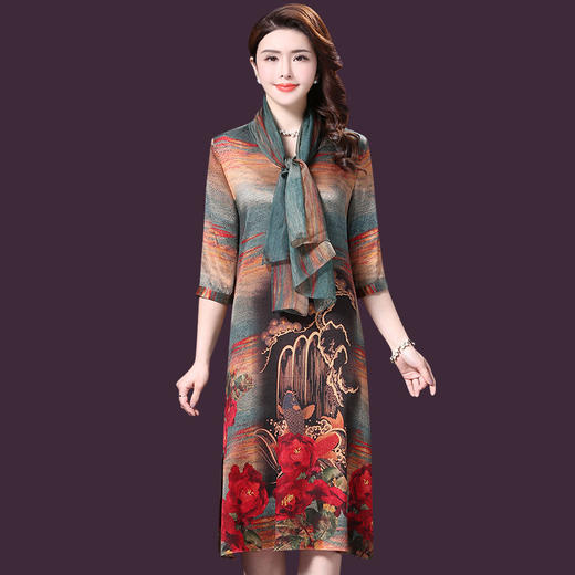 YMR-8179半袖高贵大码印花连衣裙 商品图3