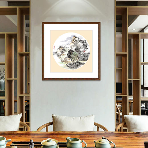 湖山画苑山水国画玄关装饰画茶室挂画手绘真迹画春山烟岚 陈子贞