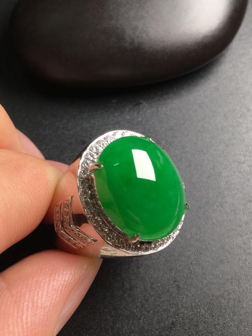 【11414】翡翠冰种阳绿男戒