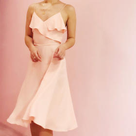 AtelierMissLu/ Diane -粉色荷叶边吊带裙