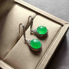冰种阳绿翡翠蛋面耳坠18k白金钻石镶嵌 商品缩略图3