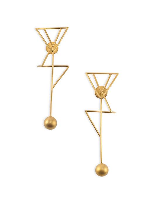 Misho  金色几何坠珠耳饰（一对） 商品图2