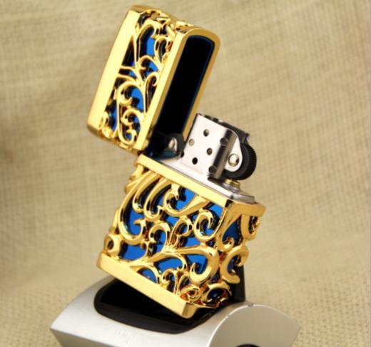 【打火机】。铜壳首领防风煤油打火机CF0953J盔甲唐草2金色 商品图1