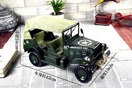 【家居摆件】生活家居摆件咖啡厅网咖橱窗摆件饰品复古二战军车车模型 商品图0