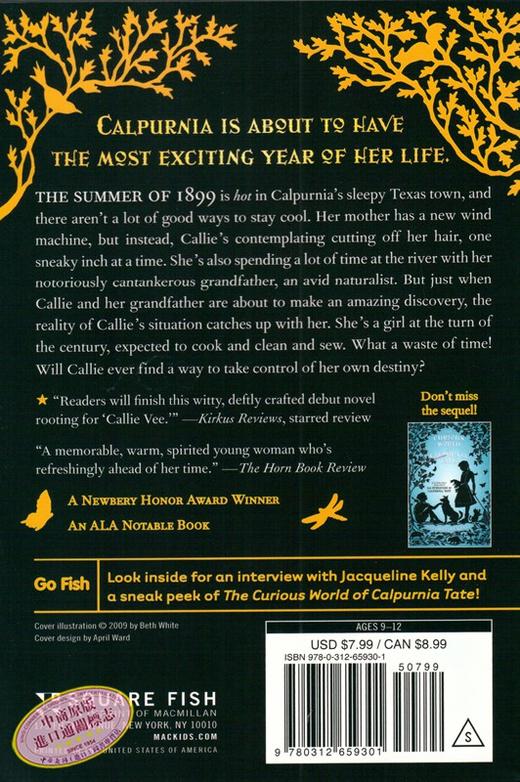预售 纽伯瑞银奖 达尔文女孩 英文原版 The Evolution of Calpurnia Tate 儿童文学 成长文学小说 科学小说 Jacqueline Kelly 商品图3