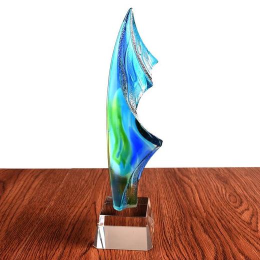 琉璃奖杯定制 领航者奖杯 高档琉璃奖杯纪念品定制 优秀员工奖杯 商品图2