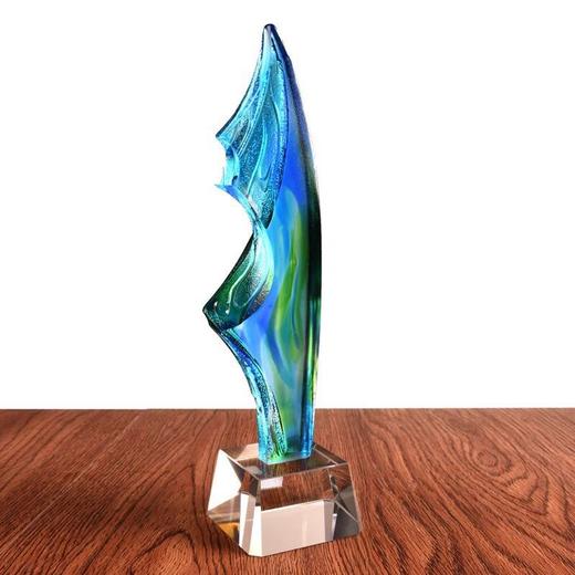 琉璃奖杯定制 领航者奖杯 高档琉璃奖杯纪念品定制 优秀员工奖杯 商品图3