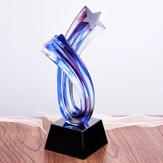 高档五角星琉璃奖杯定制创意水晶奖杯刻字制作精英冠军年会颁奖 商品图2