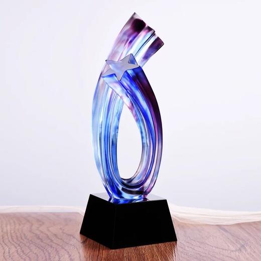 高档五角星琉璃奖杯定制创意水晶奖杯刻字制作精英冠军年会颁奖 商品图1