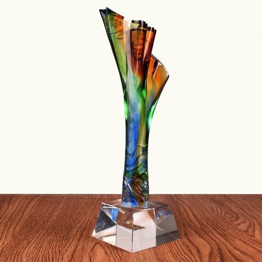 引领者琉璃奖杯定制 优秀员工奖杯定做 先进工作者奖杯创意纪念品 商品图1