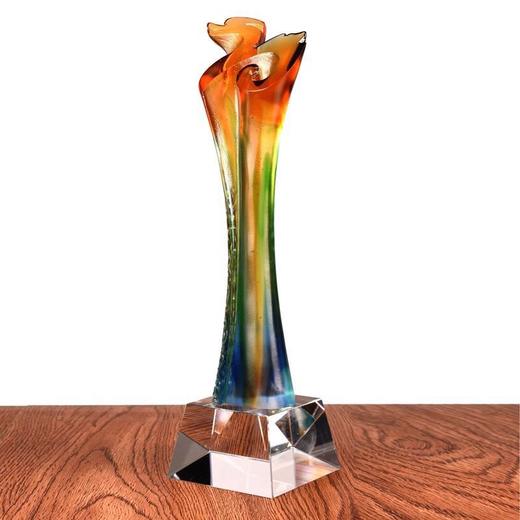高档琉璃奖杯周年纪念品定制创意奖杯优秀员工奖杯二十周年年奖杯 商品图1