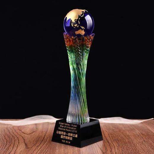 高档琉璃奖杯定做水晶奖杯企业年会纪念品创意优秀员工奖品 商品图3