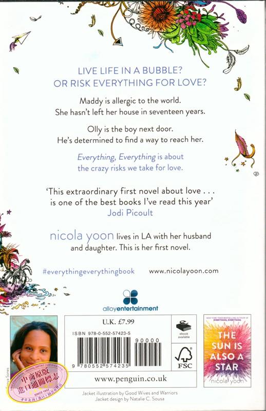 【中商原版】一切的一切 英文原版 英文小说 Everything, Everything Nicola Yoon 青春爱情小说 正能量爱情故事 商品图4