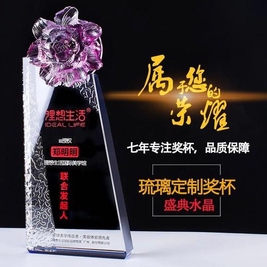 高档琉璃奖杯奖牌定做创意水晶奖品定制荣誉颁奖纪念品刻字制作 商品图4