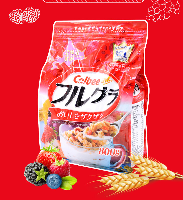 日本进口卡乐比calbee水果麦片谷物燕麦片500g
