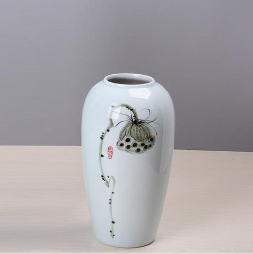 【陶瓷花瓶】景德镇陶瓷手绘花瓶 简约现代客厅家居高温手绘青釉摆件组合 商品图2