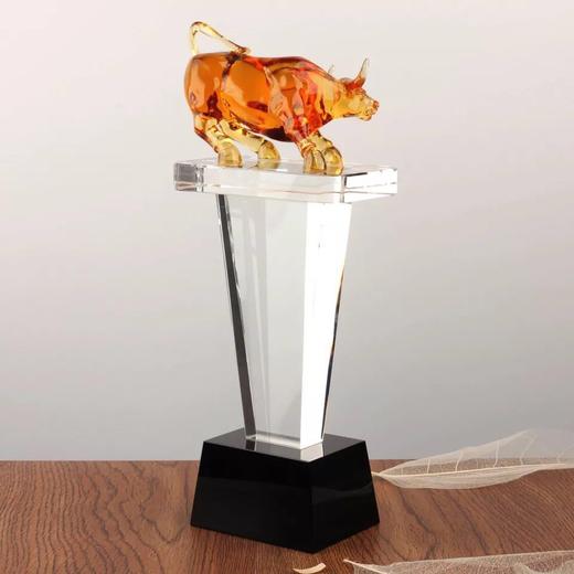 牛气冲天琉璃奖杯定制水晶奖杯纪念品定做加盟牌经销商授权牌 商品图1
