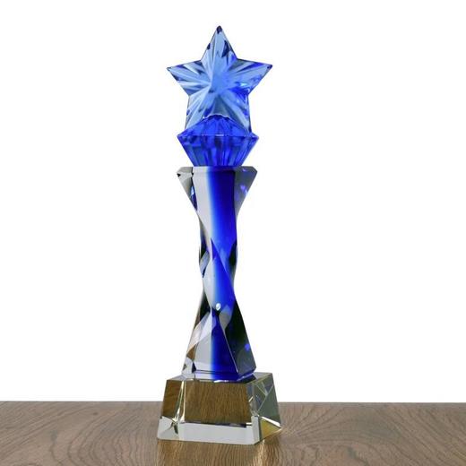 蓝色奖杯定制水晶创意奖杯琉璃奖杯个性纪念品定做企业表彰奖杯 商品图2