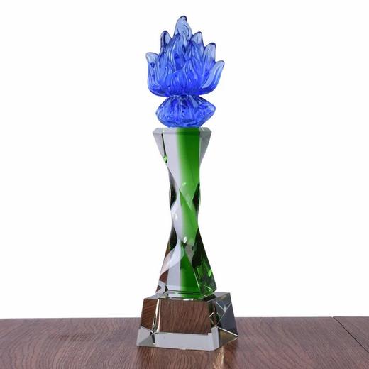 蓝色奖杯定制水晶创意奖杯琉璃奖杯个性纪念品定做企业表彰奖杯 商品图4