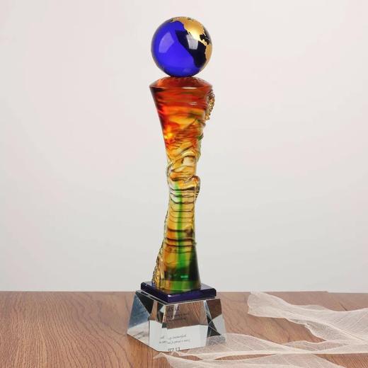 高档琉璃奖杯定制水晶奖杯 年终颁奖纪念品定做优秀员工奖杯 商品图2