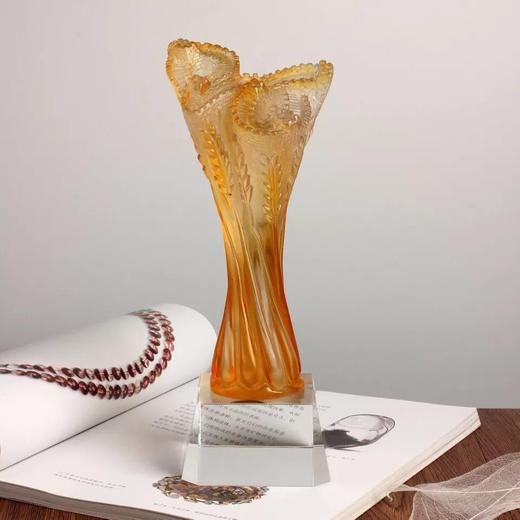 丰收中国奖杯定制镀金奖杯纪念品定做奖杯创意琉璃奖杯刻字 商品图4