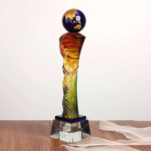 高档琉璃奖杯定制水晶奖杯 年终颁奖纪念品定做优秀员工奖杯 商品图3