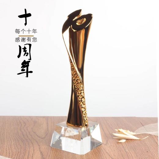 十周年纪念品定制金属奖杯创意奖品企业年会表彰用品刻字水晶奖杯 商品图0