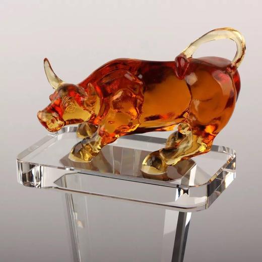 牛气冲天琉璃奖杯定制水晶奖杯纪念品定做加盟牌经销商授权牌 商品图4