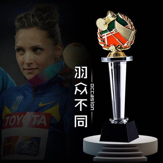 创意羽毛球比赛奖杯纪念品定制高档水晶奖杯定做制作体育颁奖礼品 商品图0