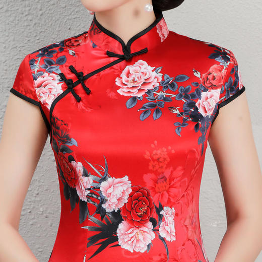 红颜花沁高档丝绸面料修身旗袍yg8316